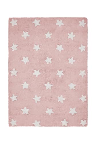 Lorena Canals - Alfombra infantil, diseño de estrellas, color blanco y rosa
