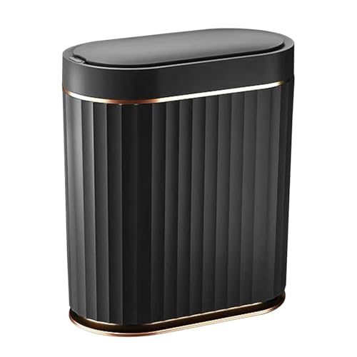 Image of jinligogo ELPHECO Touchless Trash Can with Lid, 2 Gallon / 7.5 Liter Small Automatic Motion Sensor Garbage Bin, Slim Rectangular Plastic Wastebasket for Bathroom, Bedroom, Kitchen, Office (Black)