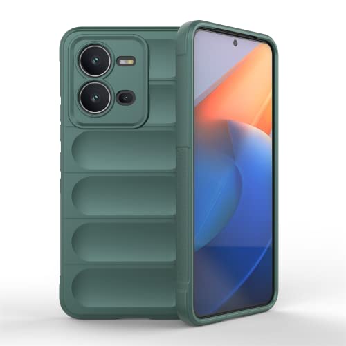 ZZHAO Funda Silicona Líquida para Vivo V25 5G/Vivo V25e/Vivo X80 Lite con Protección Antigérmenes, Carcasa Antichoque de Grado Militar con Revestimiento de Microfibra Suave,Verde