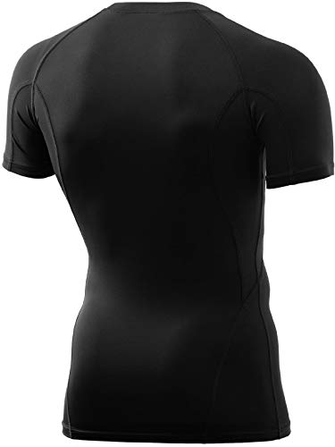 TSLA Men\'s Cool Dry Short Sleeve Compression Shirts, Athletic Workout Shirt, Active Sports Base Layer T-Shirts, Active(mub33) - Black, X-Large
