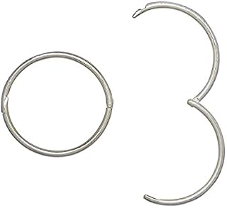 16MM Sterling Silver Round Hoop Earrings for Women Ladies Girls - Solid 925 Sterling Silver - Plain & Simple Polished Fine Circle Endless Half-Hinged Hoops