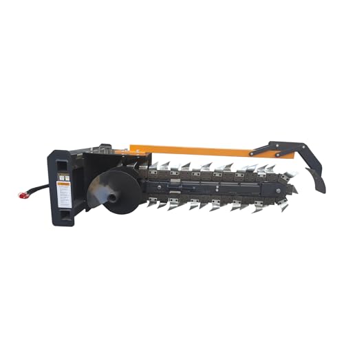 Skid Steer Attachment Trencher/Ditcher - 48"Trenching Depth, 8" Width, 15" Auger, Ideal for Utility & Irrigation Installation​