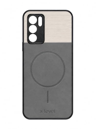 Image of Bintage Dual-Leather 2in1 Phone Case| Soft Touch Finish | Full Camera Protectection Back Cover Compatible for Oppo CPH2321 /Oppo A53s 5G - White & Matelic Grey