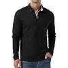 Sailwind Men's Cotton Polo Shirts Long Sleeve Casual Shirts Classic Collared Golf Shirt with Pocket Black