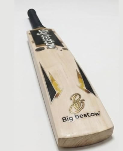 Image of Full Size Black Edition English Willow Cricket Bat, Cross Weave Tape on The Face | Lightweight | Wooden Long Handle | Free Cover Play for Leather Ball