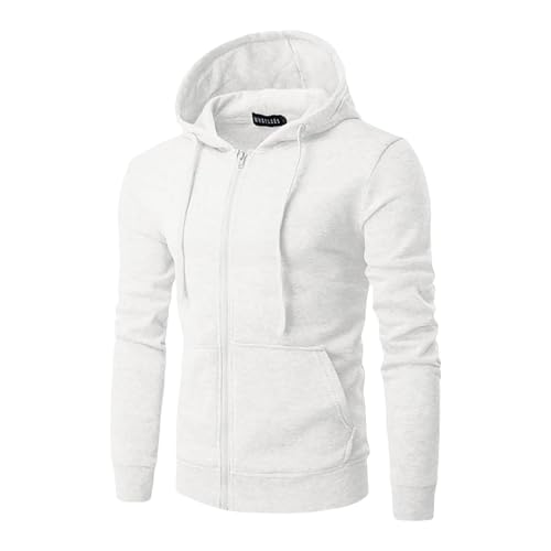 Full Zip Up Hoodie Men Hoodies Heavyweight Fleece Sweatshirt Slim Fit Jackets with Pockets