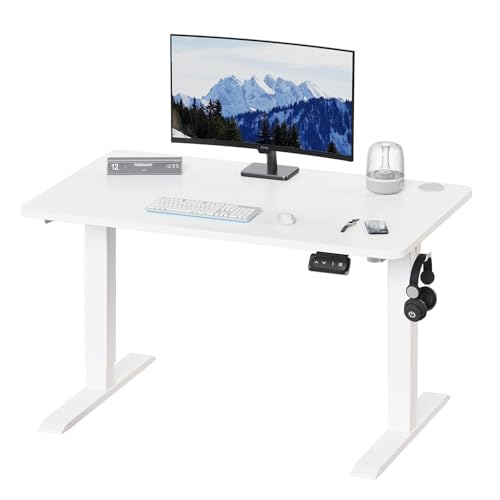 Preisvergleich Produktbild JUMMICO HöHenverstellbarer Schreibtisch Standing Desk Elektrischer Schreibtisch Höhenverstellbar mit Memory-Funktion 100 x 60 cm,Weiß