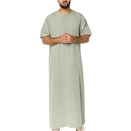 Kaftan for Men Half Sleeve Mens Muslim Thobe Big and Tall Muslim Clothes Casual Arabic Thobes for Men