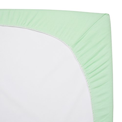 Image of TL Care 100% Natural Cotton Fitted Pack and Play Sheet 39 inch x 27 inch - Soft & Breathable Pack N Play Sheet for Playpen, Playard & Mini Crib Mattress, Mint, for Boys & Girls