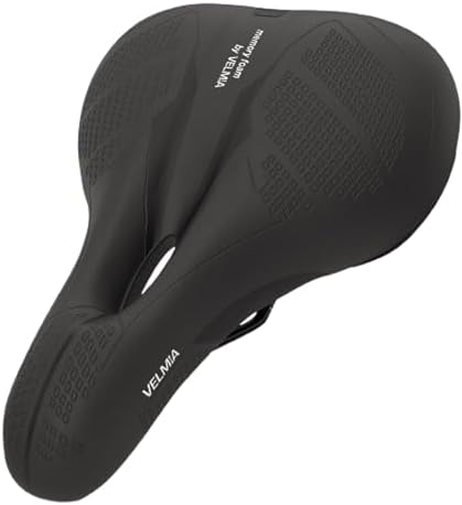VELMIA Bike Seat Designed in Germany, Made of Comfy Memory Foam I Bicycle Seat for Men and Women, Waterproof Bike Saddle with Smart Zone-Concept I Exercise, for BMX, MTB & Road