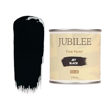 Guild Lane Jubilee Furniture Paint - Jet Black 250ml - Multi-Surface Paint for Wood, Metal, Glass & More - Durable, Water-Based, Soft Sheen Finish - No Primer or Wax Needed