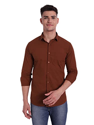 Image of Majestic Man Men's Cotton Slim Fit Solid Casual Shirt