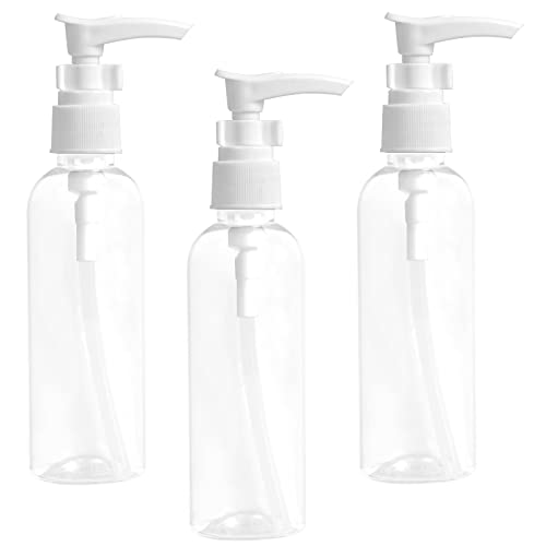 Xzeemo 3 Stück 100ml Pumpflasche Nachfüllbar, Transparente Reise Flaschen, Kunststoff Pumpspender, Seifenspender für Kosmetische Lotion Shampoo Flüssigseife für Zuhause Reisen Geschäftsreise