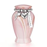 Dletay Small Urns for Human Ashes Keepsake 2.85 Inches Memorial Mini Cremation Urn for Women Men Aluminum Decorative Funeral Urns - Pink Gold Vein