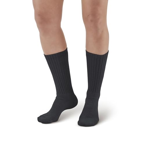 Ames Walker AW Style 190 E-Z Walker Plus Diabetic 8-15 mmHg Mild Compression Crew Socks Black Medium