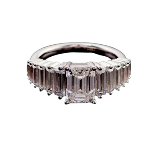 Bague moissanite rectangulaire en argent massif : éclat éternel sans ternir