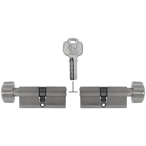 Knob Cylinder KD 60 mm 30/30 Simultaneous Locking Including 10 Keys Pack of 2 Cover