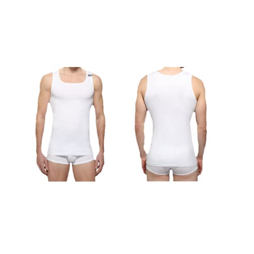 Etichetta esterna su spalla Bikkembergs Bipack n. 2 Canottiere Uomo Spalla Larga Elasticizzate (L, Bianco)