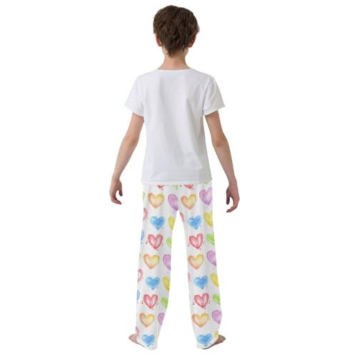 senya Watercolor Hearts D Long Pajama Pants Bottoms Soft Sleepwear with Pockets3