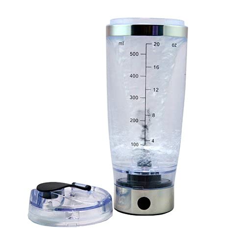 Shaker à protéines électrique portable 550 ml - En acier inoxydable - Avec piles - Mini mélangeur pour café et jus de fruits Cover