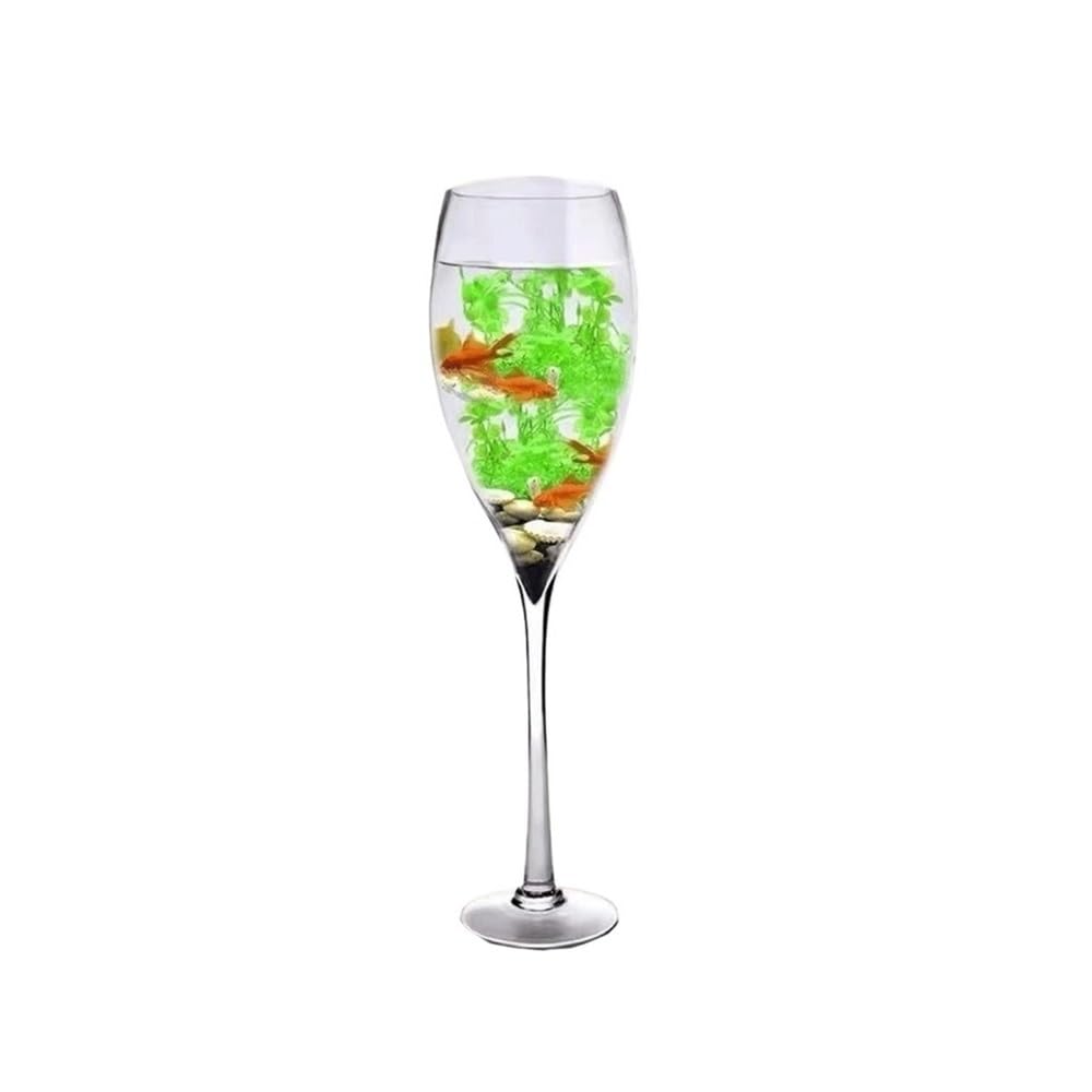 Aquarium Klares Glas-Aquarium in Champagnerglasform – Aquarium als Heimdekoration(12cmx40cm)