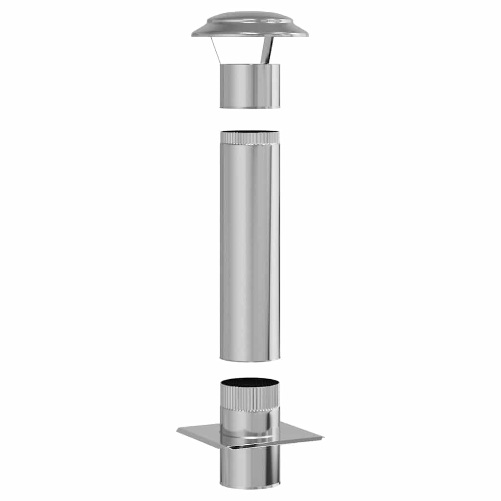 Kaminverlängerung Silber Edelstahl 25 x 25 x 82 cm mit Regenschutz für Garten und Outdoor, Robustes Kamin Ofen Zubehör für Brennholz, Wärme, Schutz und einfache Pflege im Winter