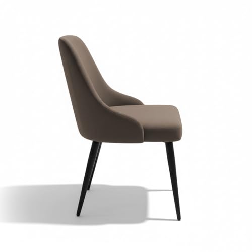 Image of Finch Fox Taskpro Modern Unique Velvet Upholstered Seating Living Room Dining Chair with Black Metal Legs in Dark Brown Color (Set of 4)