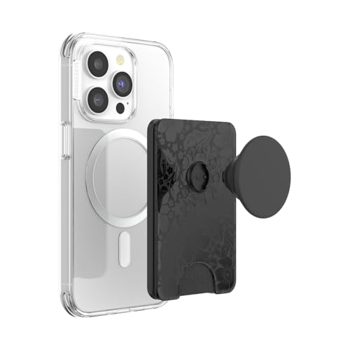 Image of PopSockets Phone Wallet for MagSafe, Phone Card Holder with Grip, Black - Laced