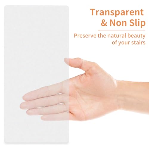 Janety 15 Stück Treppenstufen Matten Antirutsch Treppe, 10 x 80 cm Transparent Stufenmatten Selbstklebend, Antirutschmatte für Boden Rutschschutz, Antirutschband für Holzstufen und -böden