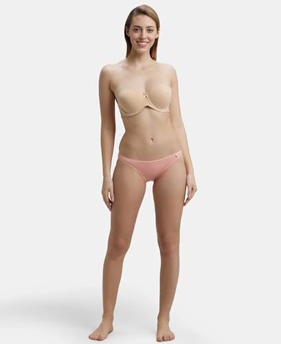 Image of Jockey FE52 Women's Under-Wired Padded Super Combed Cotton Elastane Stretch Full Coverage Multiway Styling Strapless Bra with Ultra-Grip Support Band