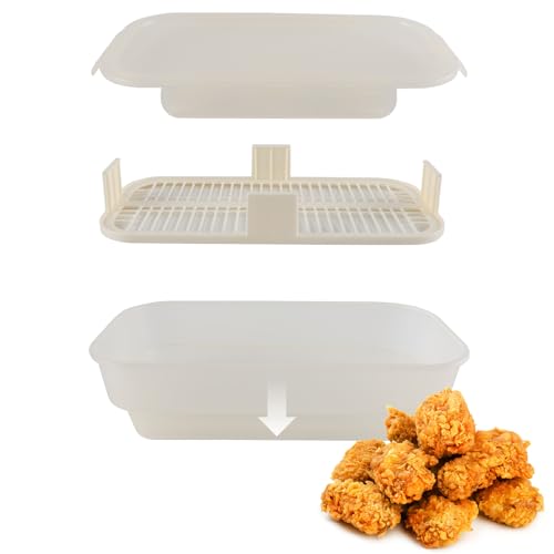 COOK WITH COLOR Collapsible Batter Bowl - Mess Free Breading Shaker Container - Great for Fried Fish, Fried Chicken, Onion Rings, Wings & More, Cream