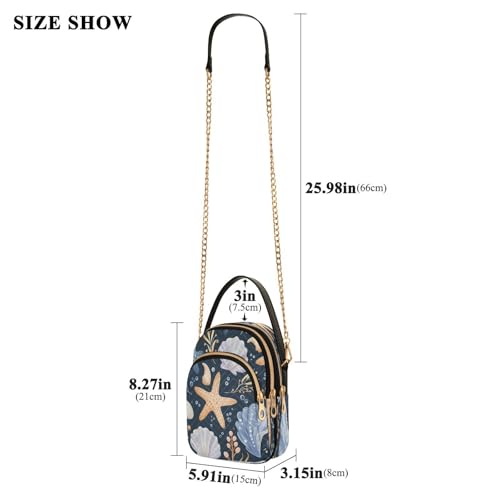 Starfish Shell Shoulder Bags for Women Retro Classic Handbag Purse Small Purses with Chain4