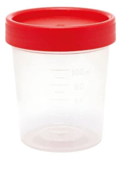Vaso Copro Estéril Graduado 120 ML - Con Tapa de Cierre Hermetico Evita Fugas