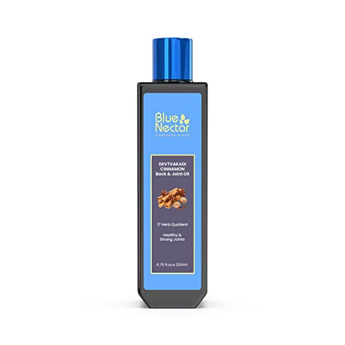 Blue Nectar Pain Relief Massage Oil with Natural Clove, Cinnamon & Mahanarayan Oils | Ayurvedic Oil Products for Ortho Relief from Joint Pain, Back Pain and Knee & Muscle Pain (17 Herbs, 200 ml)