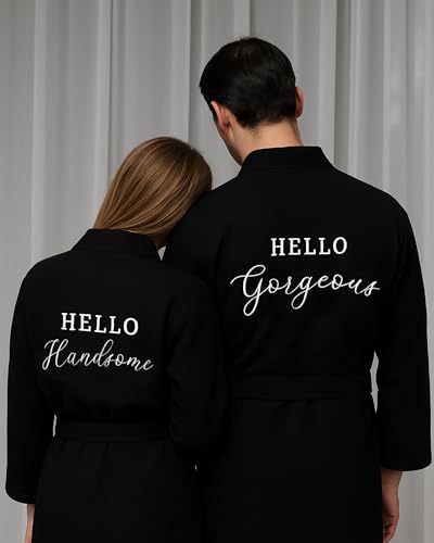 Image of Jecery 2 Pack His and Hers Robes Gifts for Couples Cotton Waffle Knit Matching Robes Party Anniversary Wedding Women Men