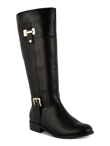 Karen Scott Womens Edenn Faux Leather Riding Knee-High Boots