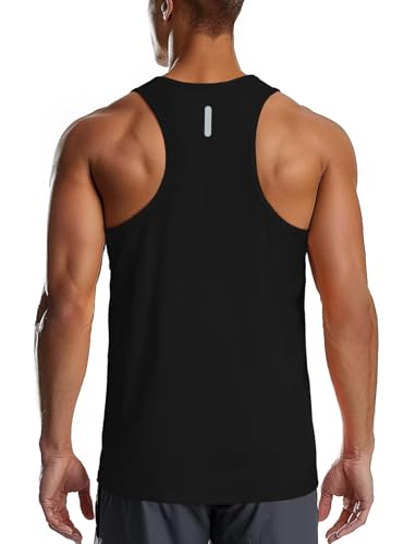 Zengjo Mens Running Singlet Tank Tops(Black,L)