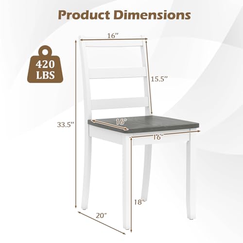 Image of COSTWAY Dining Chairs Set of 2, Mid-Century Modern Wooden Chairs, White | Farmhouse Armless Kitchen Side Chairs with Curved Backrest and Rubber Wood Legs, for Home Dining Room, Kitchen, Restaurant