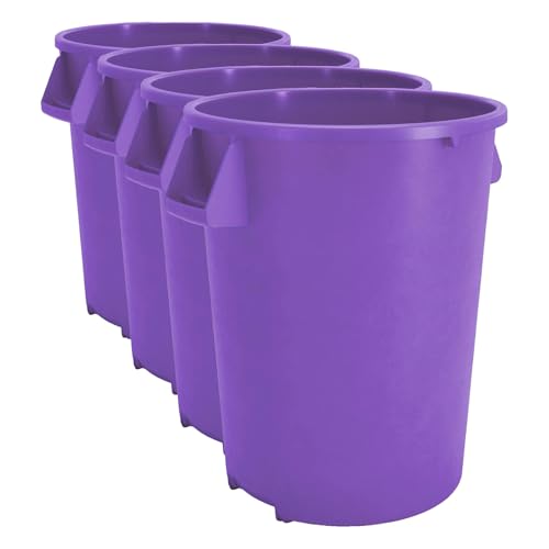 Image of SPARTA Bronco Waste Container Trash Container, Round Trash Bin for Disposal, 20 Gallons, Purple (Pack of 4)