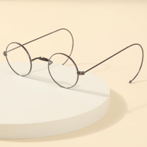 Agstum Retro Small Round Optical Rare Wire Rim Eyeglasses Frame