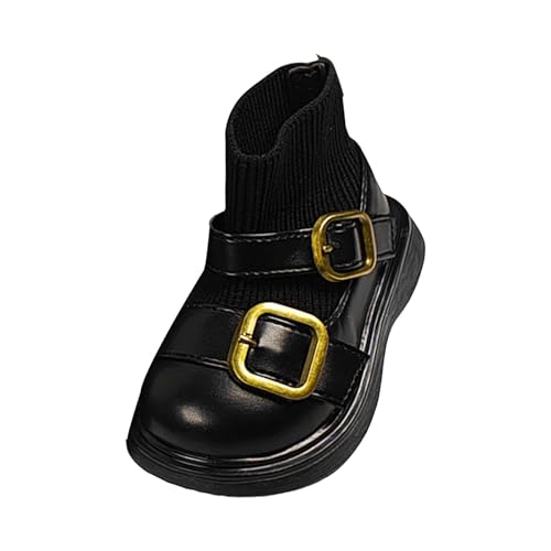 Toddler Girls Dress Boots Baby Ankle Booties Elastic Knitted Top Fashion Shoes Kids Anti-Slip Breathable Walking Shoes (Black, 6.5 Infant)