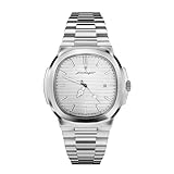 Genérico Relojes Hombre Reloj Acero Inoxidable con Pulsera Plateada, Movimiento Cuarzo, Elegante y Deportivos para Vestir, Resistente al Agua 3 ATM, Hombre y Uso de Trabajo