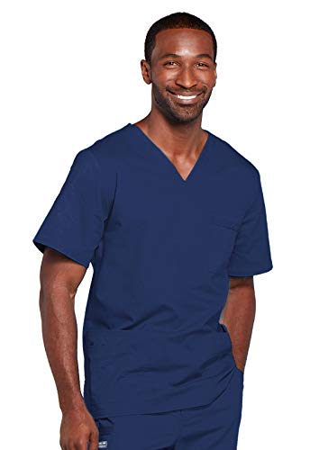 Image of Cherokee Scrubs for Men & Women V-Neck Scrub Top with 4 Pockets, Cotton Blend Soft Stretchy Easy Care Nursing Uniform - 4725