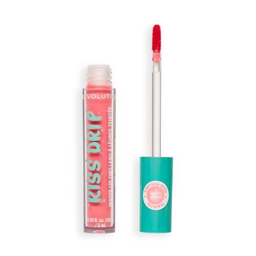 Image of Makeup Revolution Kiss Drip Water Lip Tint 3ml - Peach Fizz | Sheer Buildable Glossy Lip Tint | Hydrating Formula with Shea Butter, Vitamin E & Hyaluronic Acid | Lightweight Dewy Finish
