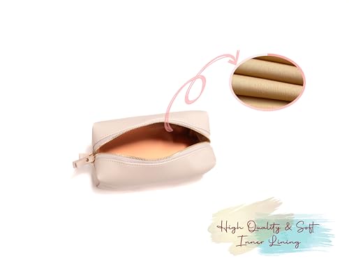 Personalized Bridesmaid Makeup Bag, Customized Wedding Gift, Toiletry Bag, Bridal Shower, Bachelorette (Beige)2