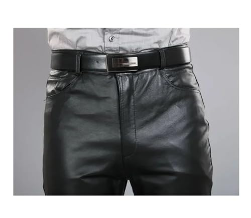 Men's Genuine Sheepskin Leather Pants Plus Size Straight Fit Trousers Zipper Fly Full Length3