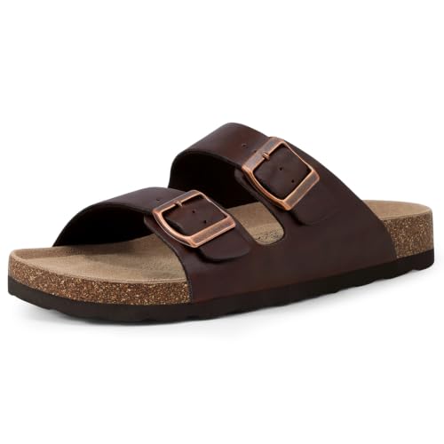 Image of KIDMI Women's Cork Footbed Casual Summer Sandals with Mild Arch Support | Double Adjustable Buckle Slides for Men with Memory Foam, Lightweight Unisex No-Break-In Sandals