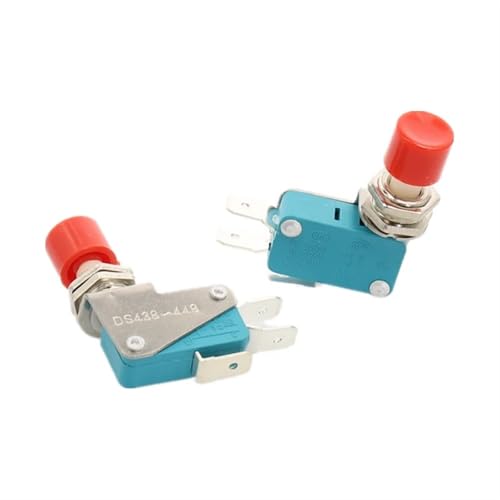 Pulsador rojo de 3 terminales NO+NC, interruptores miniatura 16A 250V AC/DC