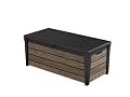 Keter Signature Collection 120 Gallon Resin Deck Box Organization and Storage Box for Patio Outdoor Cushions, Throw Pillows, Garden Tools and Pool Supplies, Walnut