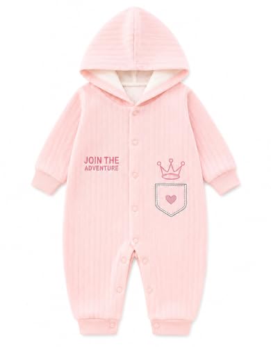 Image of Bold N Elegant Cartoon Bear Warm Winter Fur Wool Full Sleeve Footless Baby Romper with Hood, Front Button Bodysuit for Newborn Infant Baby Boy Girl